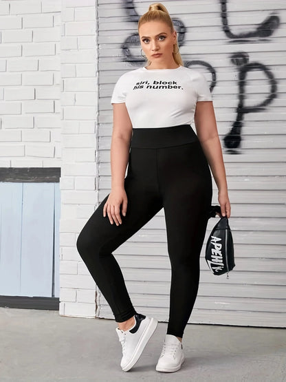 Solid Color Nine-point High-stretch Leggings