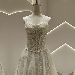Romantic Strapless See-Through Wedding Dress