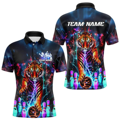 Custom Tiger Graphic Bowling Team Polo Shirt