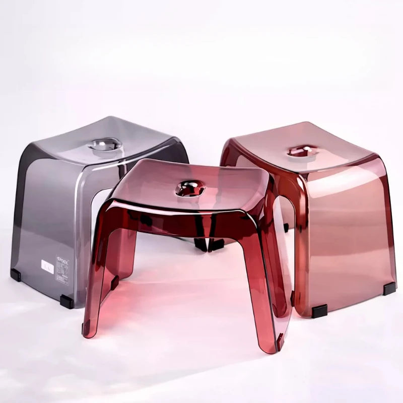 Transparent Acrylic Shower Stool with Non-Slip Bath Seat