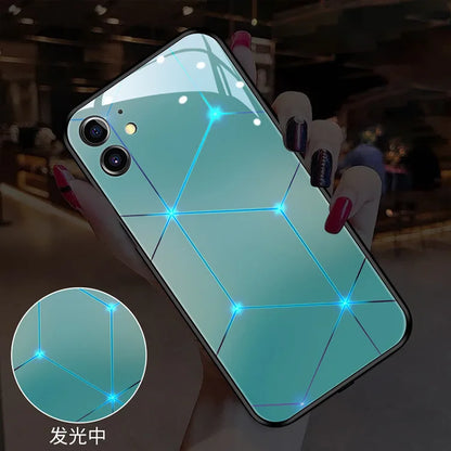 Geometric LED Light Glowing Luminous Phone Case For Samsung