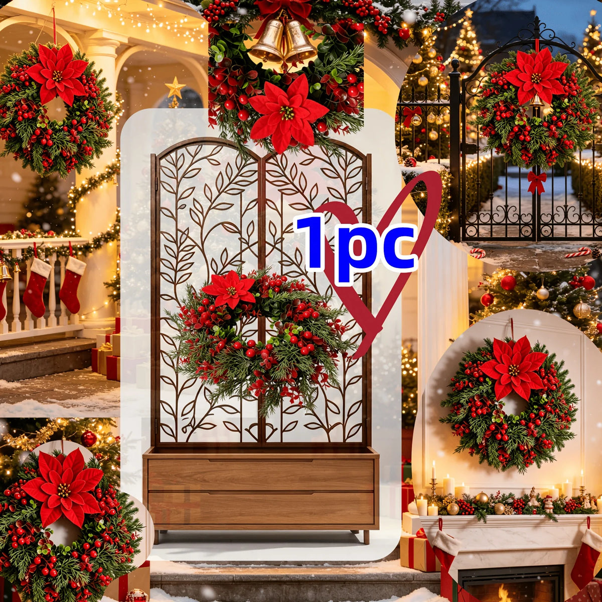 Artificial Red Berries & Eucalyptus Holiday Wreath