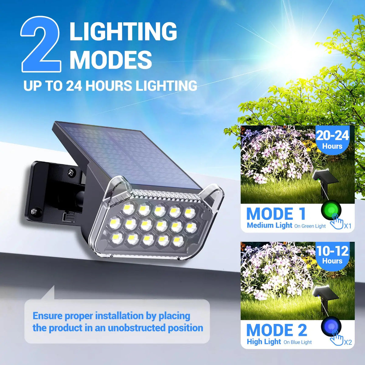 Solar Spot Lights Outdoor Waterproof IP65, 16 LED Super Bright 6500K Landscape Spotlights