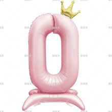 42" Colored Number Stand Foil Balloons with Crown Figures