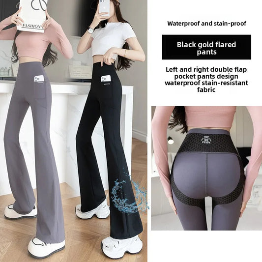 Women's High-Waist Double-Pocket Flare Yoga Pants
