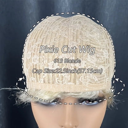 6" Short Human Hair Wig with Bangs & Layered Pixie Cut