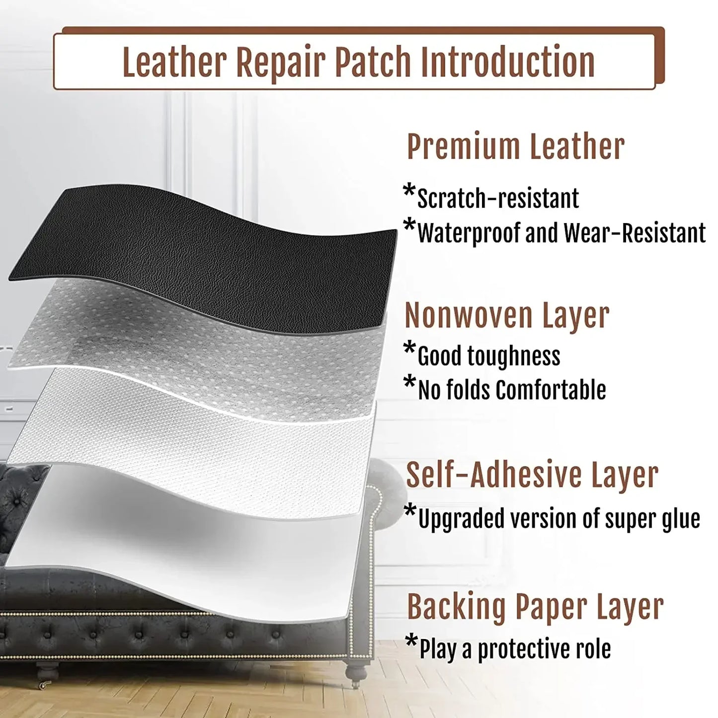 Self-Adhesive Leather Repair Patch Sticker (200x137cm) – Large PU Leather Patch for Couches & Automotive