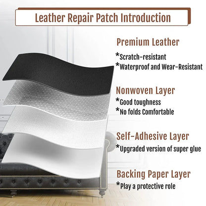 Self-Adhesive Leather Repair Patch Sticker (200x137cm) – Large PU Leather Patch for Couches & Automotive