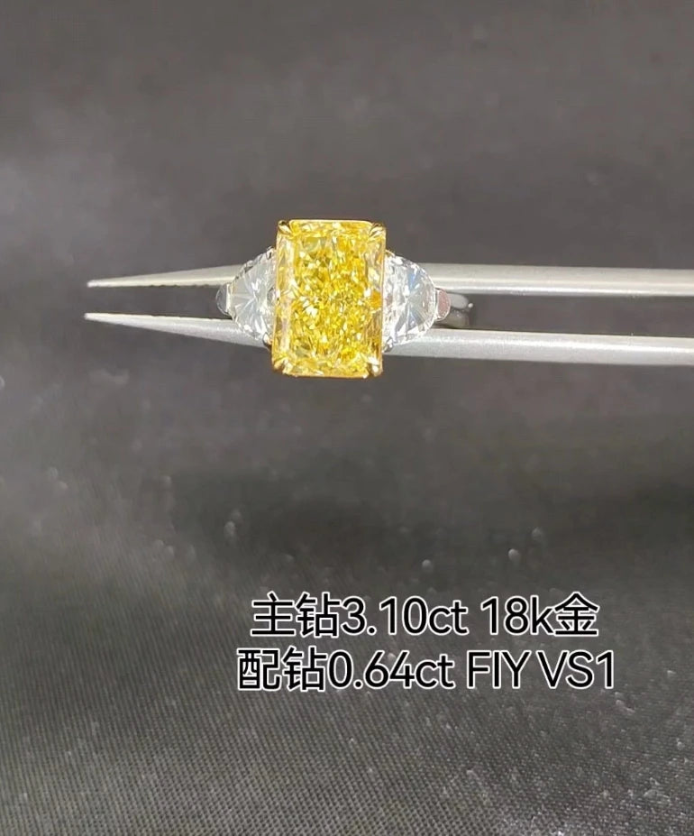 IGI Certified 3.1 Ctw Yellow Radiant Cut Diamond Engagement Ring
