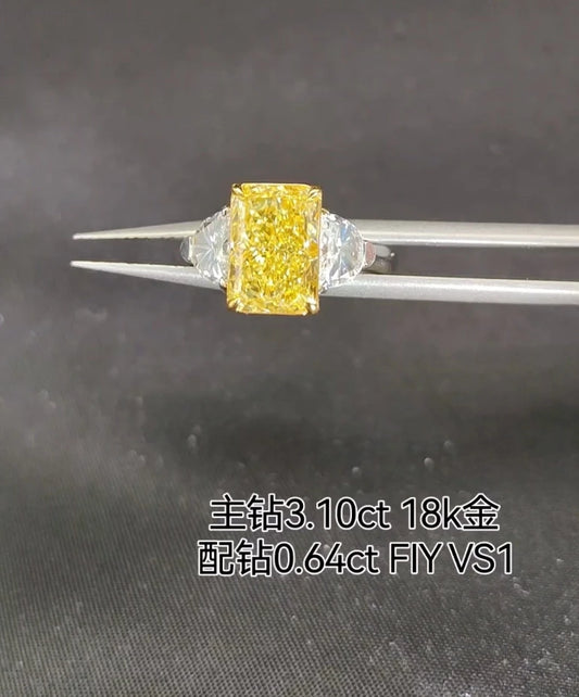 IGI Certified 3.1 Ctw Yellow Radiant Cut Diamond Engagement Ring