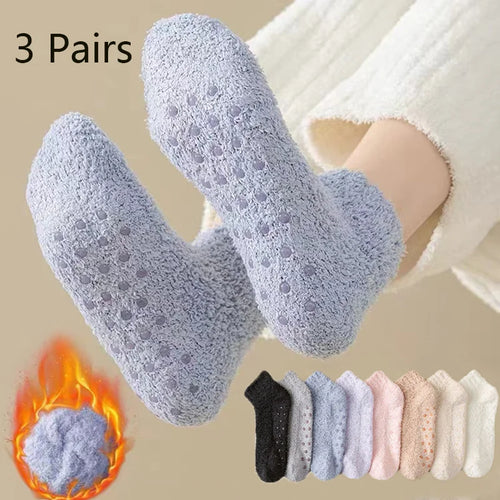 3 Pairs Non-Slip Coral Floor Socks