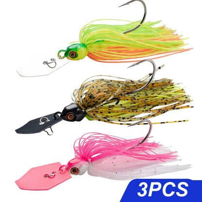 Chatter Weedless Metal Blade Rubber Jig Head Spinner Bait Lures Kit