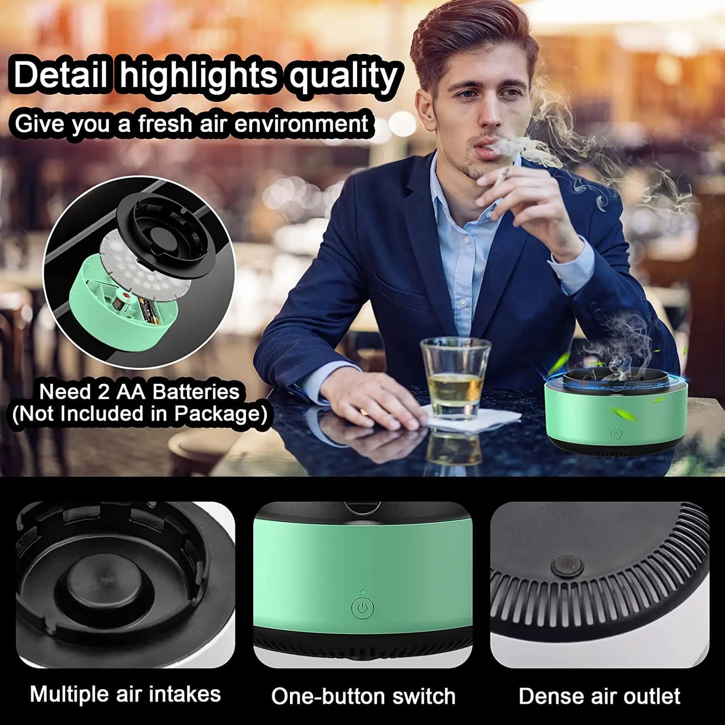 Smart Smokeless Air Purifier Ashtray - Anion Filtration & Aromatherapy Dispenser