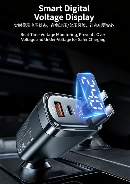4-in-1 Retractable 105W Fast Charging Car Charger
