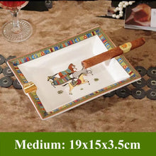 Horse Pattern Art Grid Ceramic Cigar Ashtray