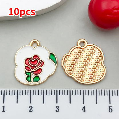 10-20 Piece Valentine's Day Mixed Alloy Flower Charms Set - DIY Jewelry Making Pendants