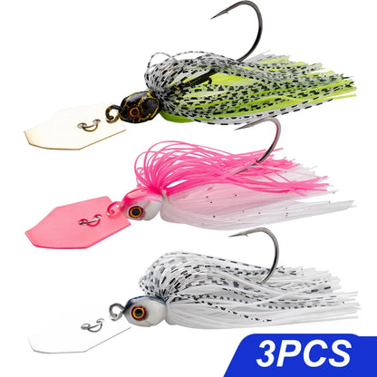 Chatter Weedless Metal Blade Rubber Jig Head Spinner Bait Lures Kit