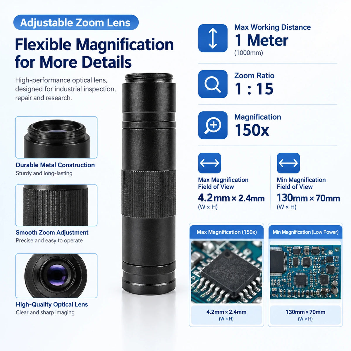 YIZHAN 48MP 4K Electronics Soldering Microscope with 1-150X Lens & HDMI/USB Camera