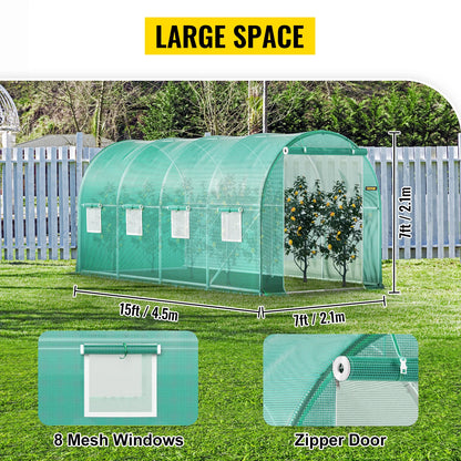 SucceBuy Walk-in Tunnel Greenhouse with Galvanized Frame & Waterproof Cover