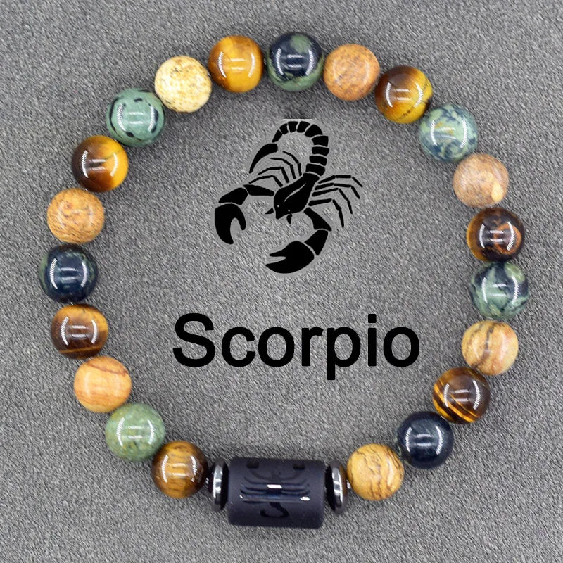 12 Zodiac Sign Constellation Beaded Charm Bracelet