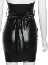 Faux Leather Low-cut Waist Slim Sleeveless Dress