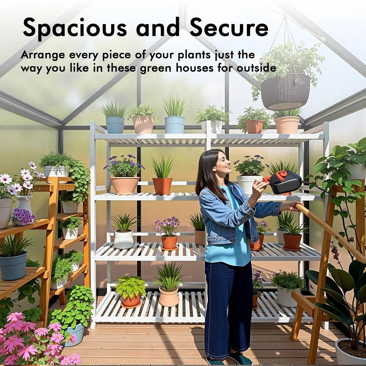 Outdoor Walk-In Polycarbonate Greenhouse with Thermometer