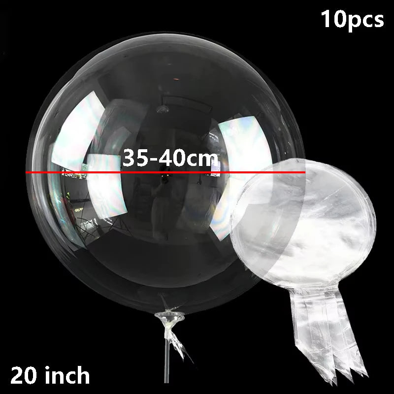 10PCS Clear Bobo Bubble Balloons Set, Large Transparent PVC Helium Balloons