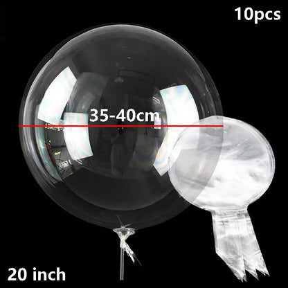 10PCS Clear Bobo Bubble Balloons Set, Large Transparent PVC Helium Balloons