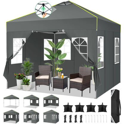 COBIZI 10x10FT Pop Up Canopy Tent with 4 Removable Sidewalls