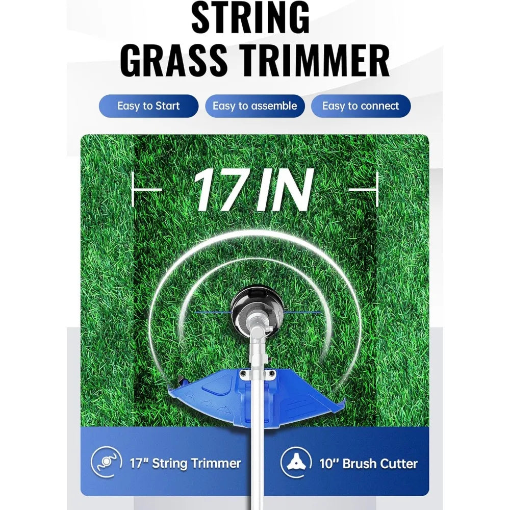 26cc Gas Powered 3 in 1 String Trimmer/Edger 17'' with 10'' Brush Cutter & Shoulder Strap