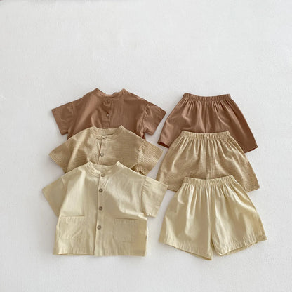 MILANCEL Toddler & Kids Short Sleeve Shirt and Shorts Set