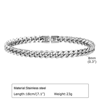 Vnox Stainless Steel Cuban Chain Bracelets