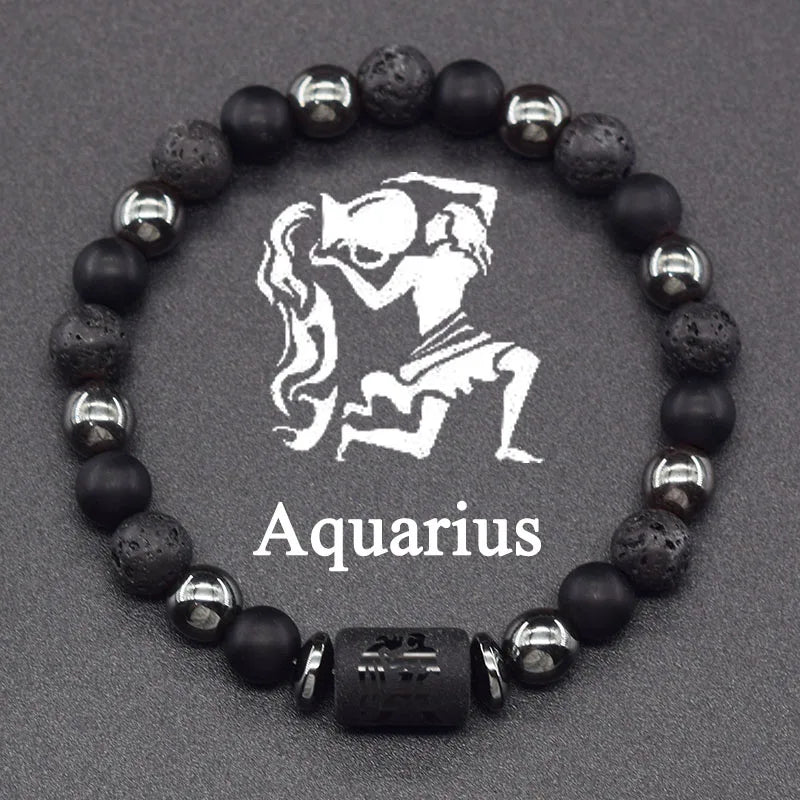 Natural Tiger Eye Stone 12 Zodiac Constellation Bead Bracelet