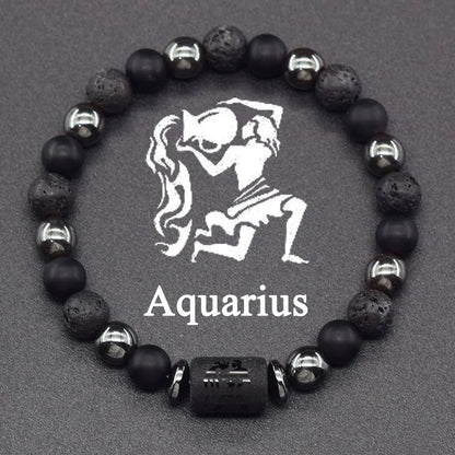 Natural Tiger Eye Stone 12 Zodiac Constellation Bead Bracelet