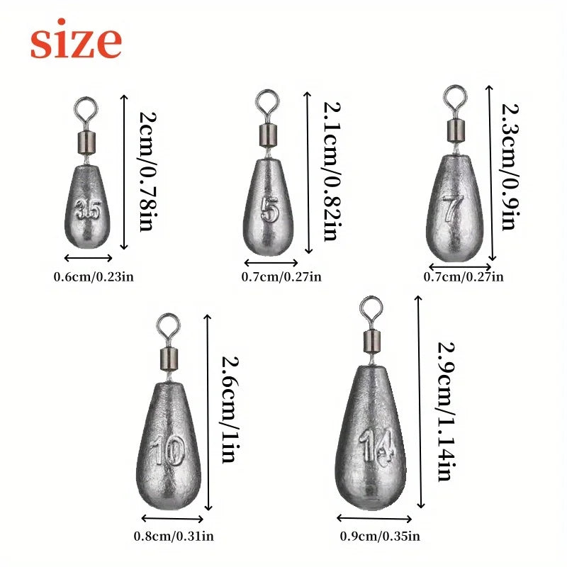 45-Piece Fishing Sinker Weights Kit with Swivels