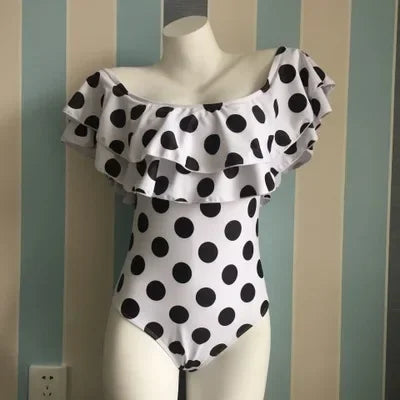 Double Ruffle One Piece Off The Shoulder Bathing Suit