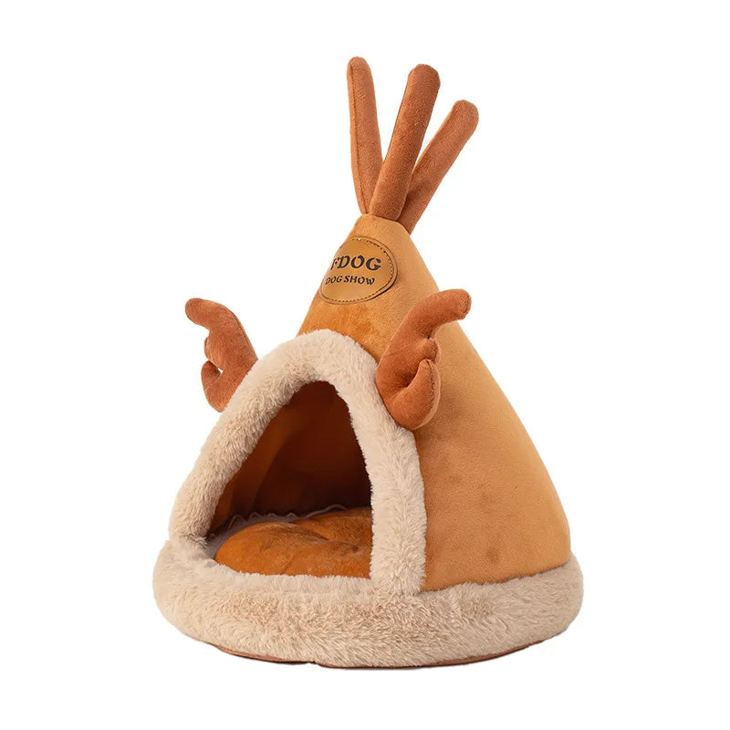 Warm Washable Tent Style Pet Bed