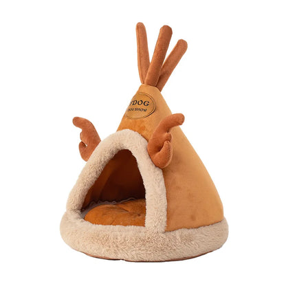 Warm Washable Tent Style Pet Bed