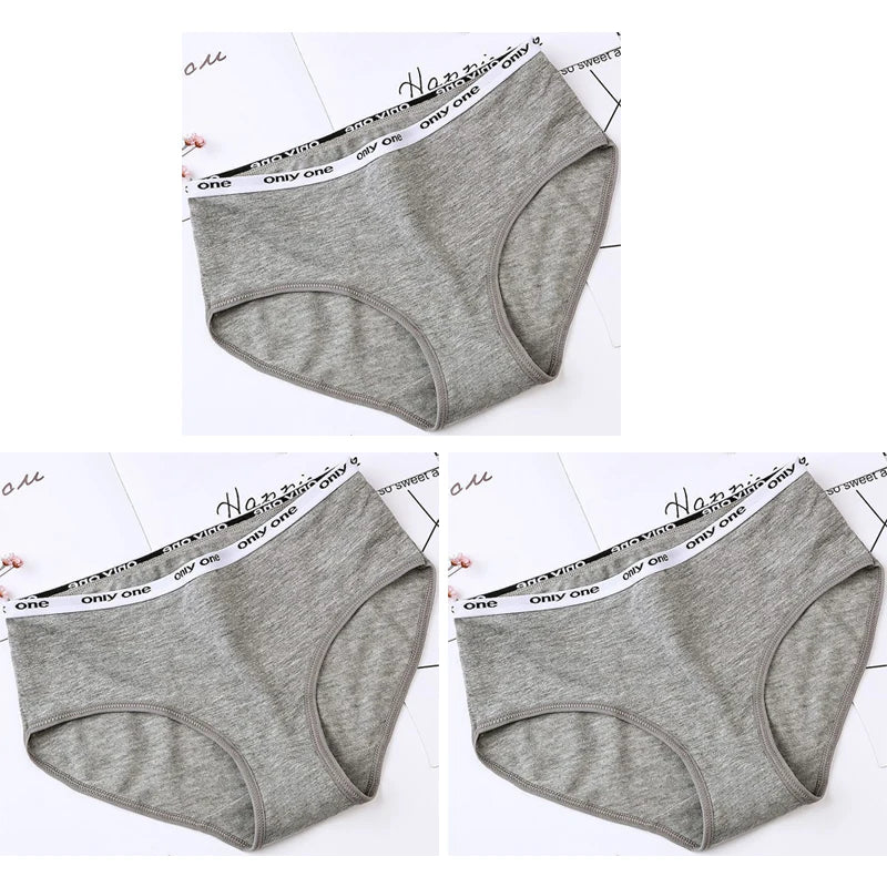 3-Pack Women's Pure Cotton Mid-Waist Briefs