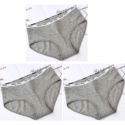 3-Pack Women's Pure Cotton Mid-Waist Briefs