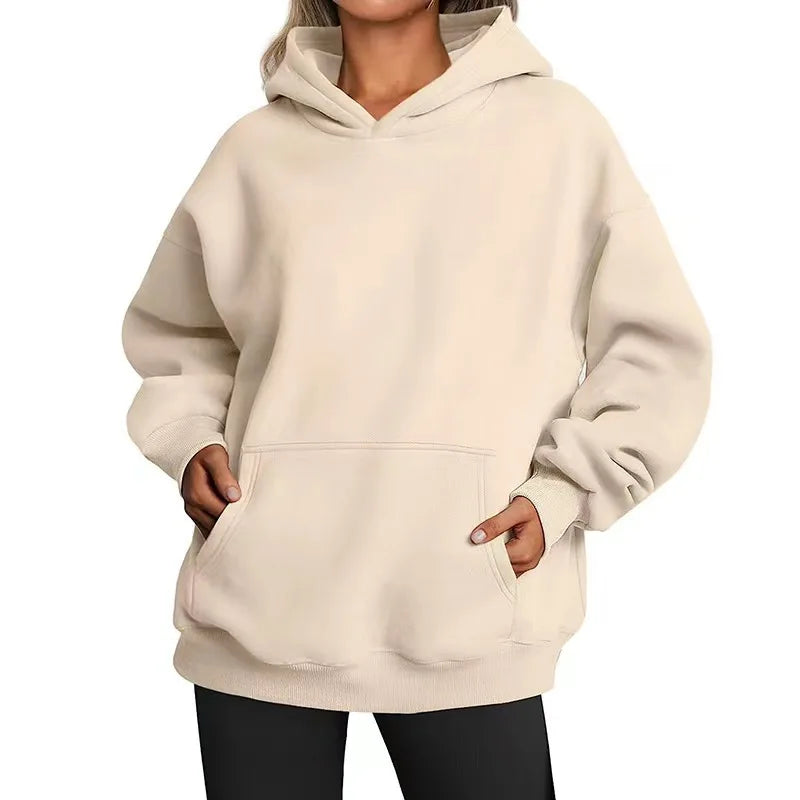 Women's Oversized Fleece Warm Hoodie - Casual Loose Fit Autumn Winter Pullover Sweatshirt