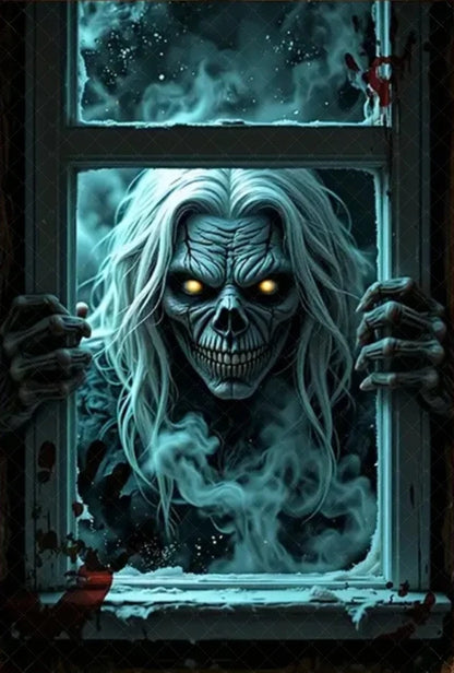 Scary Halloween Window Curtain & Backdrop