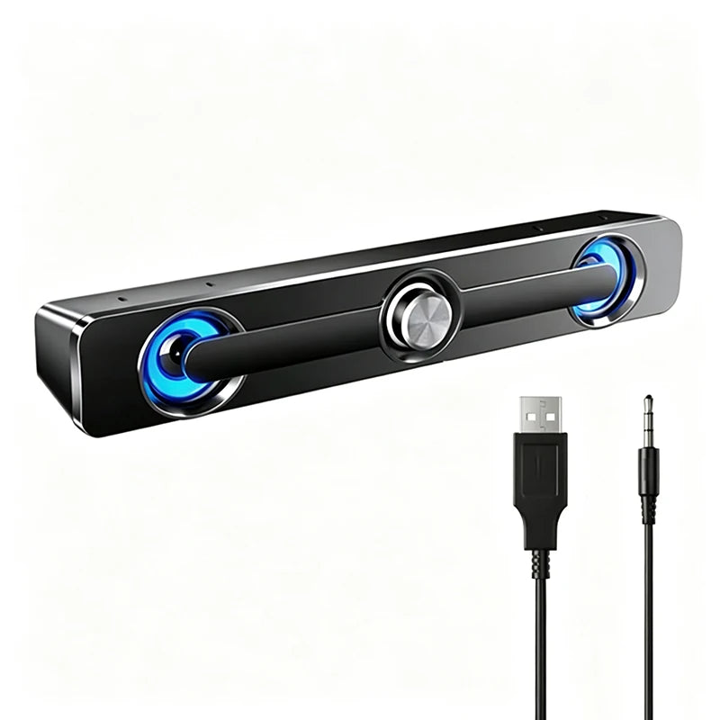 USB-Powered Wired Soundbar Computer Speaker