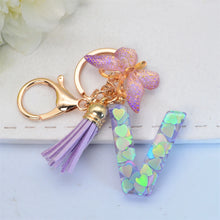 Exquisite Initial Blue Shiny Resin Keychain