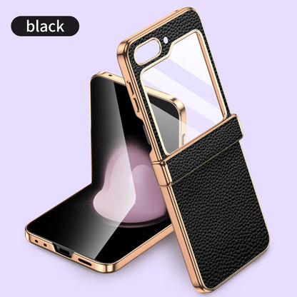Luxury Genuine Cowhide Leather Case for Samsung Galaxy Z Flip Series