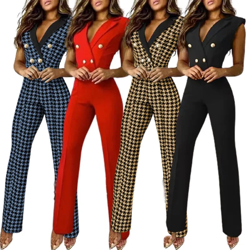 Plaid Sleeveless Slim Fit Vest Top and Long Pants Set
