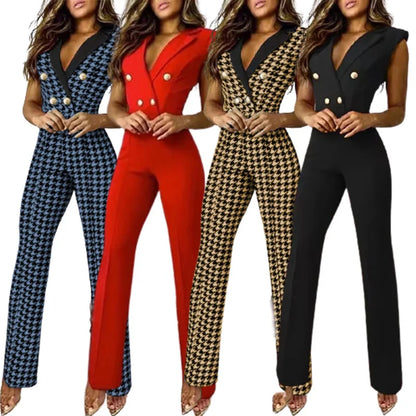 Plaid Sleeveless Slim Fit Vest Top and Long Pants Set