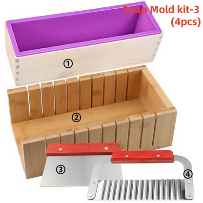 DIY Handmade Silicone Soap Making Kit with Wood Box & Cutters