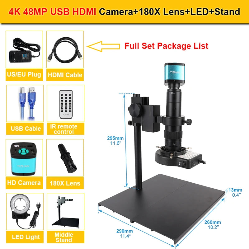 YIZHAN 4K Digital Microscope – Ultra HD USB HDMI Soldering Camera with Zoom Lens