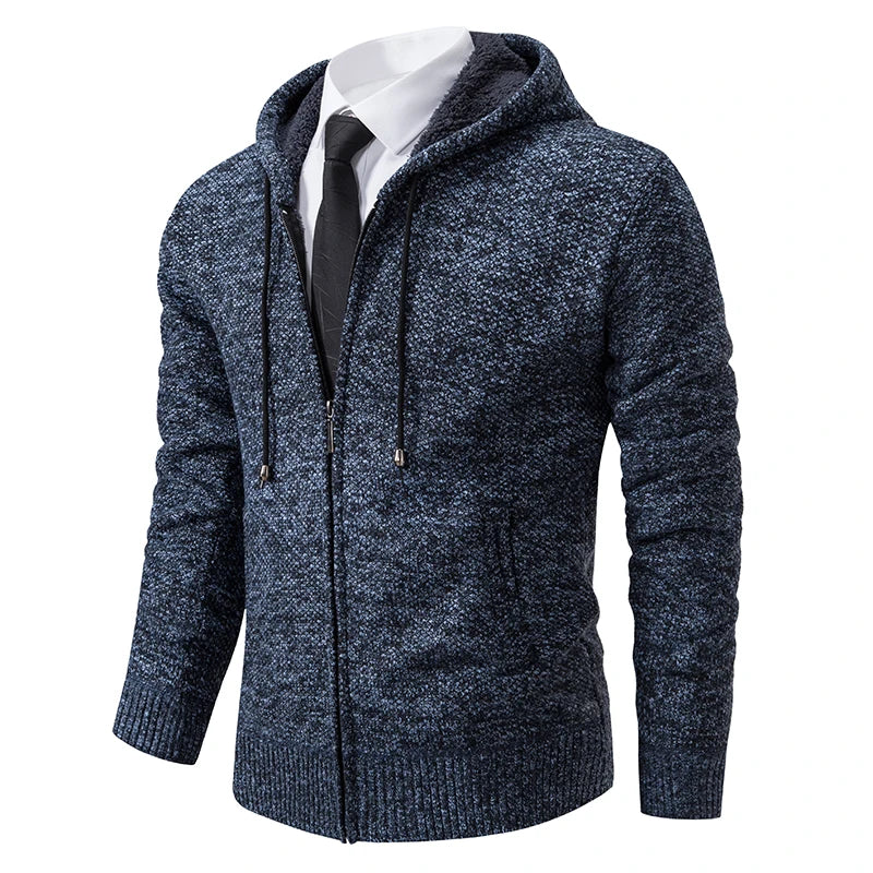 Men's Fleece Stand Collar Zip-Up Sweater Jacket